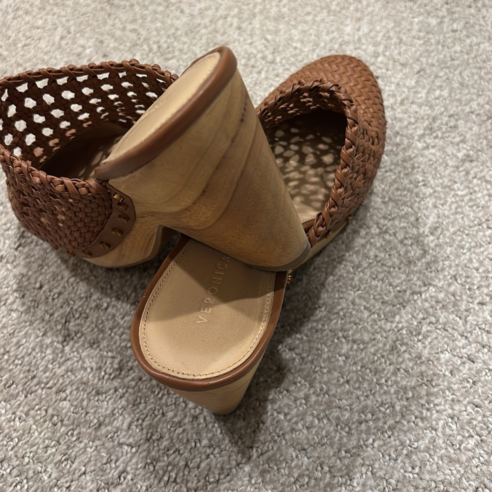 NEW Veronica Beard Hardie Woven Leather Clogs Hazelwood Brown 8 Boho Earthy - Picture 5 of 6